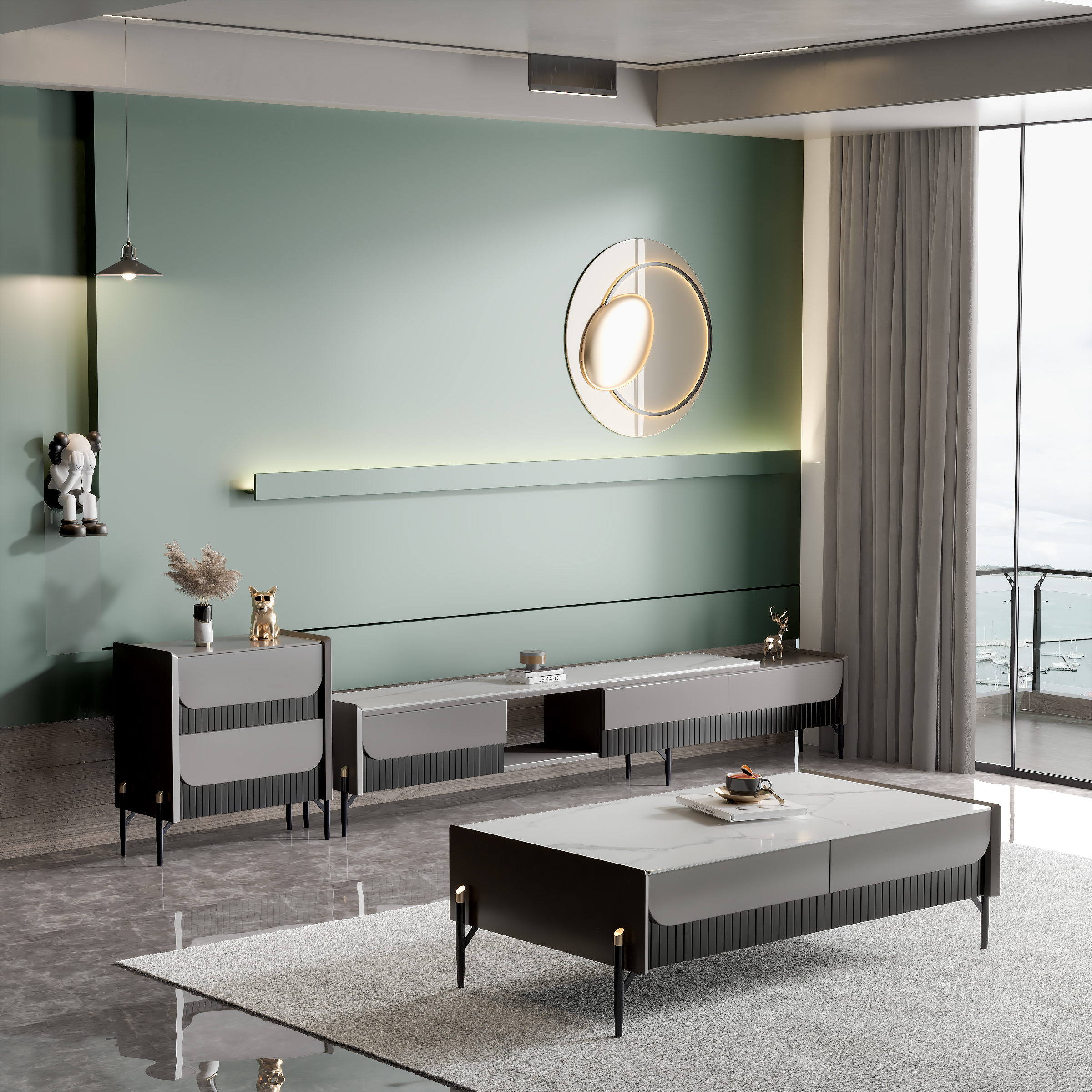 钢琴电视柜茶几表现-3