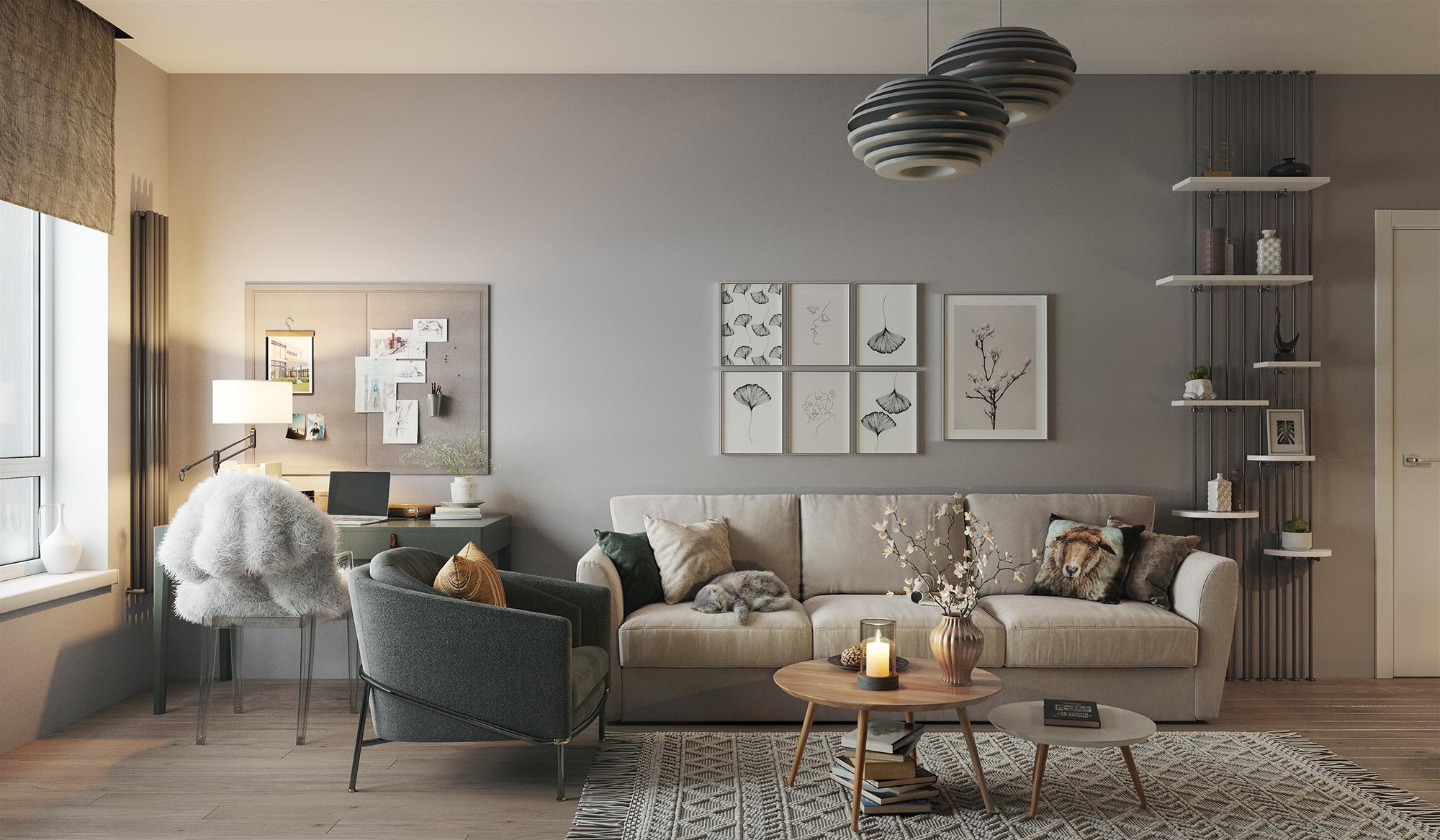 Living room and kitchen of a small apartment-4