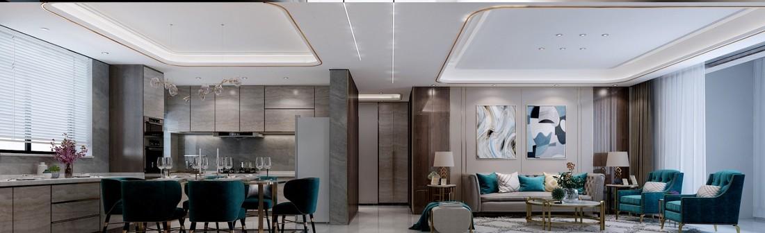 济南华润公园九里 159 平现代轻奢客厅设计-0