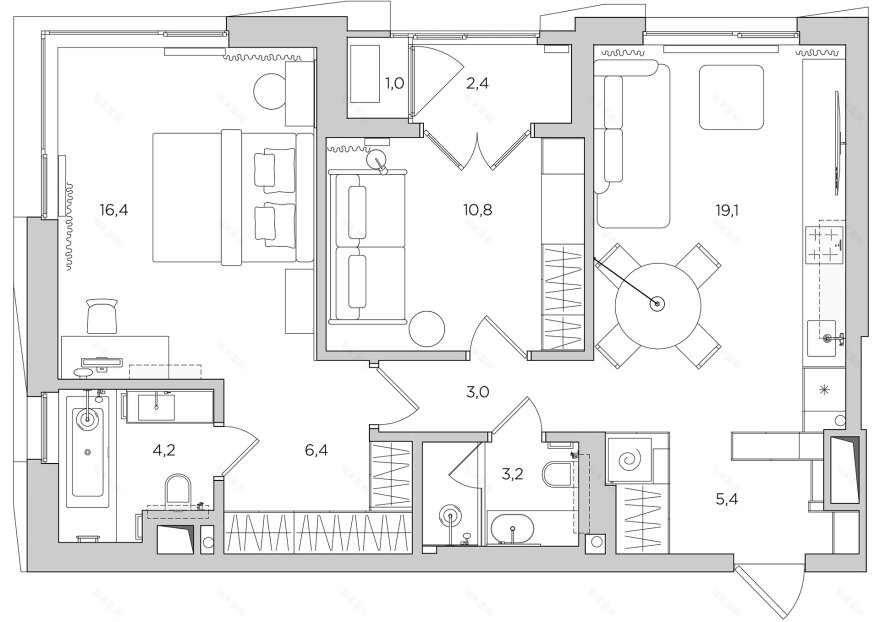 带浴室窗户的简约公寓丨俄罗斯莫斯科-5