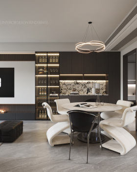 现代意式客餐厅效果图设计