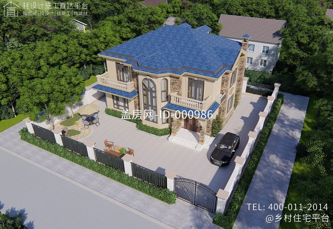 【设计师案例】土建参考造价57万，面宽13.6m×进深12m湖南娄底二层欧式别墅-42