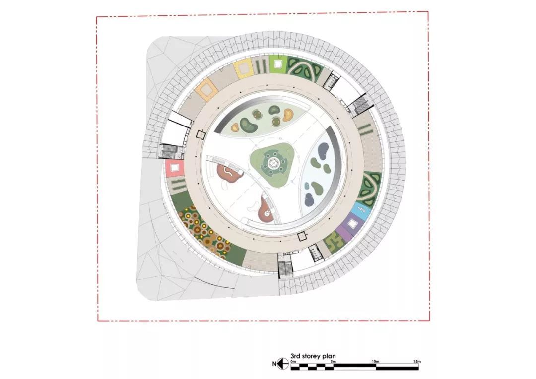 新加坡学前教育学校 Sparkletots，鳍状立面包围白色圆形空间-32