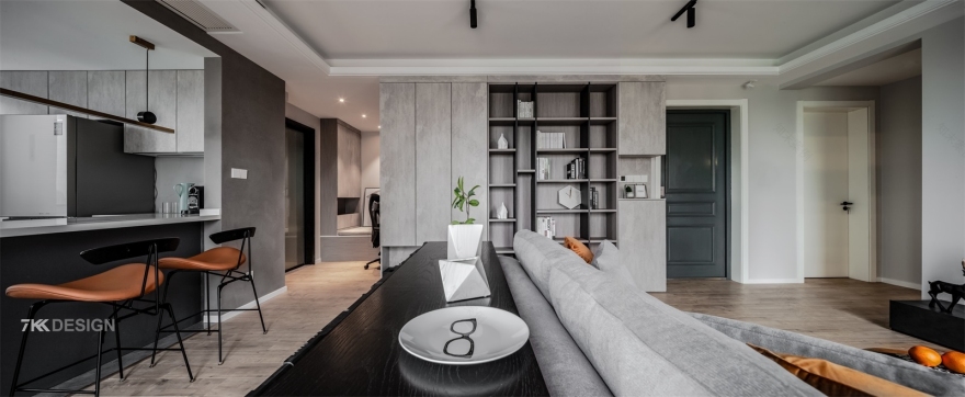 黑白灰工业风的精装房改造-22