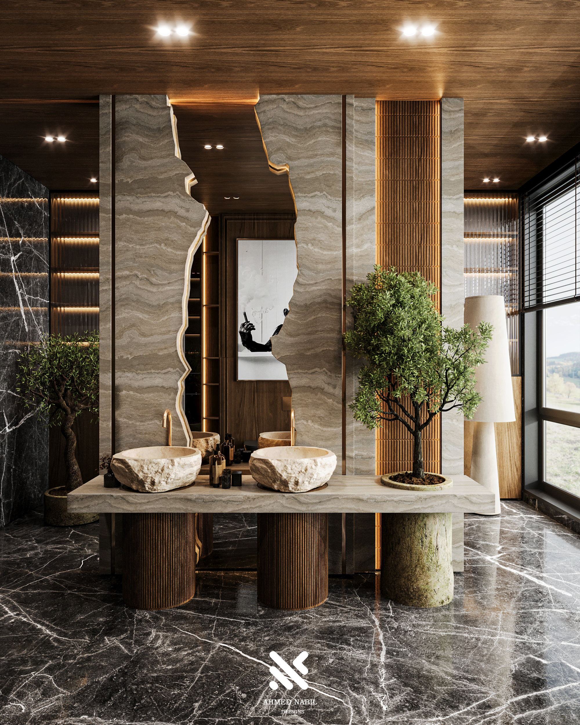 Nature Meets Stone | Contemporary Bathroom Concept-0