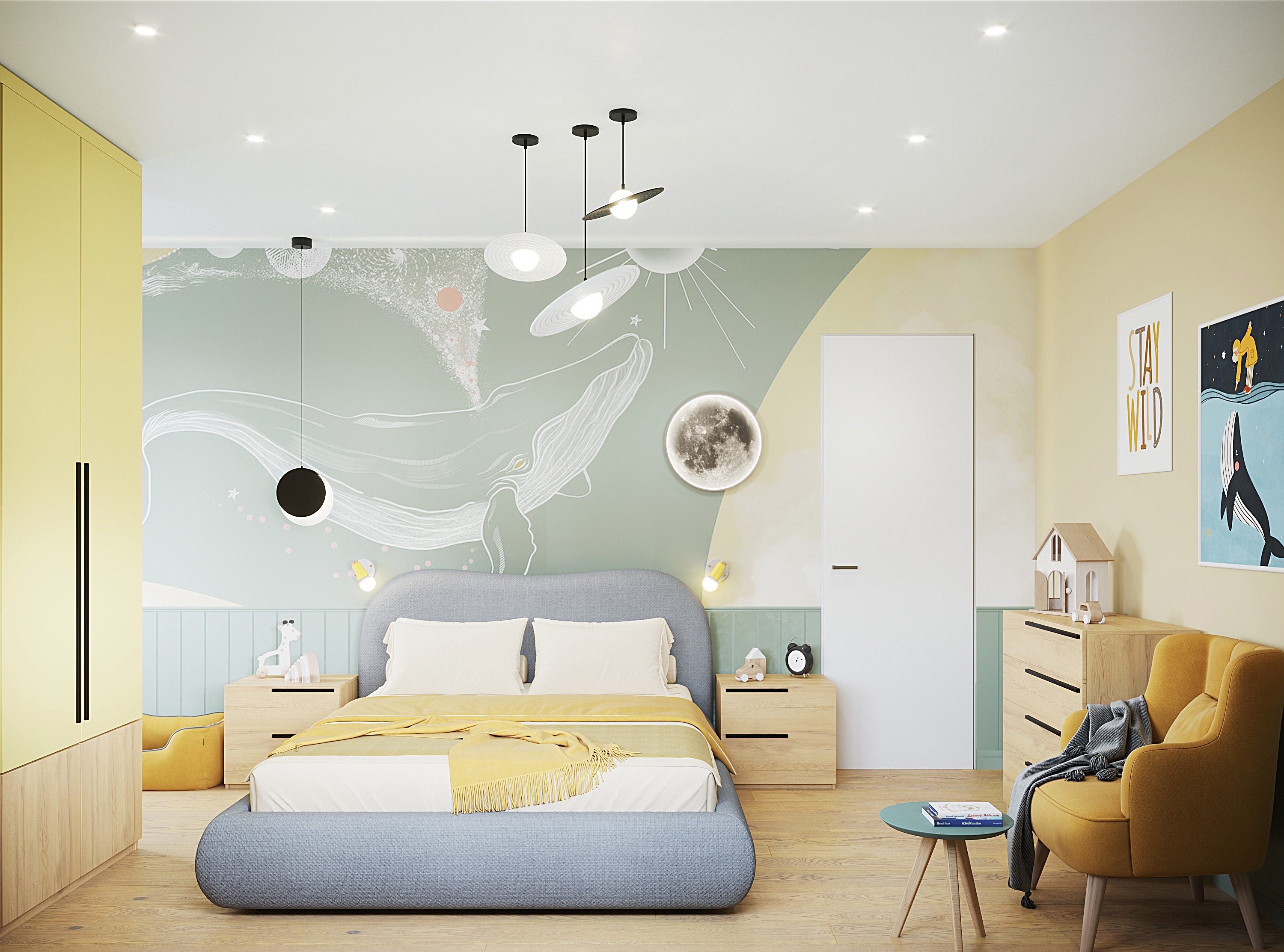 儿童房及儿童房与浴室室内设计项目丨Natalya Zolotova-6