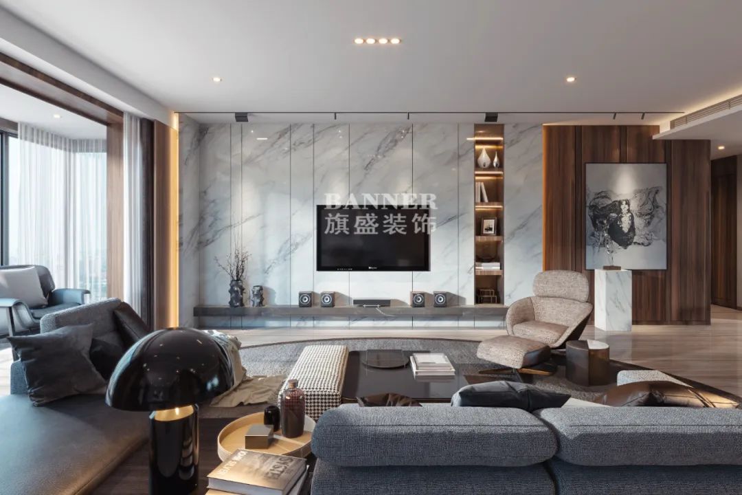 段峰操刀,245㎡现代平层家装的低调奢华与生活况味-17