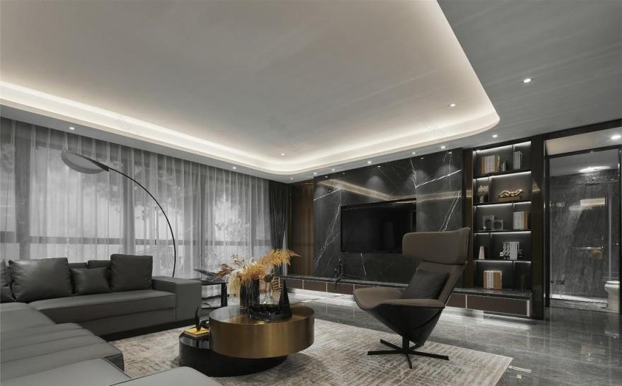 ML·A 设计 | 水墨清欢 玄关,金属与自然纹理的完美融合-7