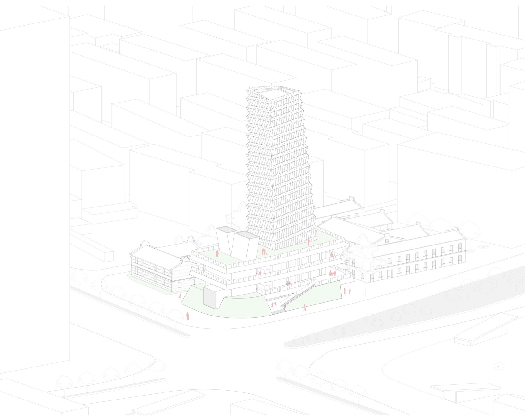 东西通道东方路风塔及轨道交通14号线浦东大道站风井丨周蔚,张斌,致正建筑工作室-12