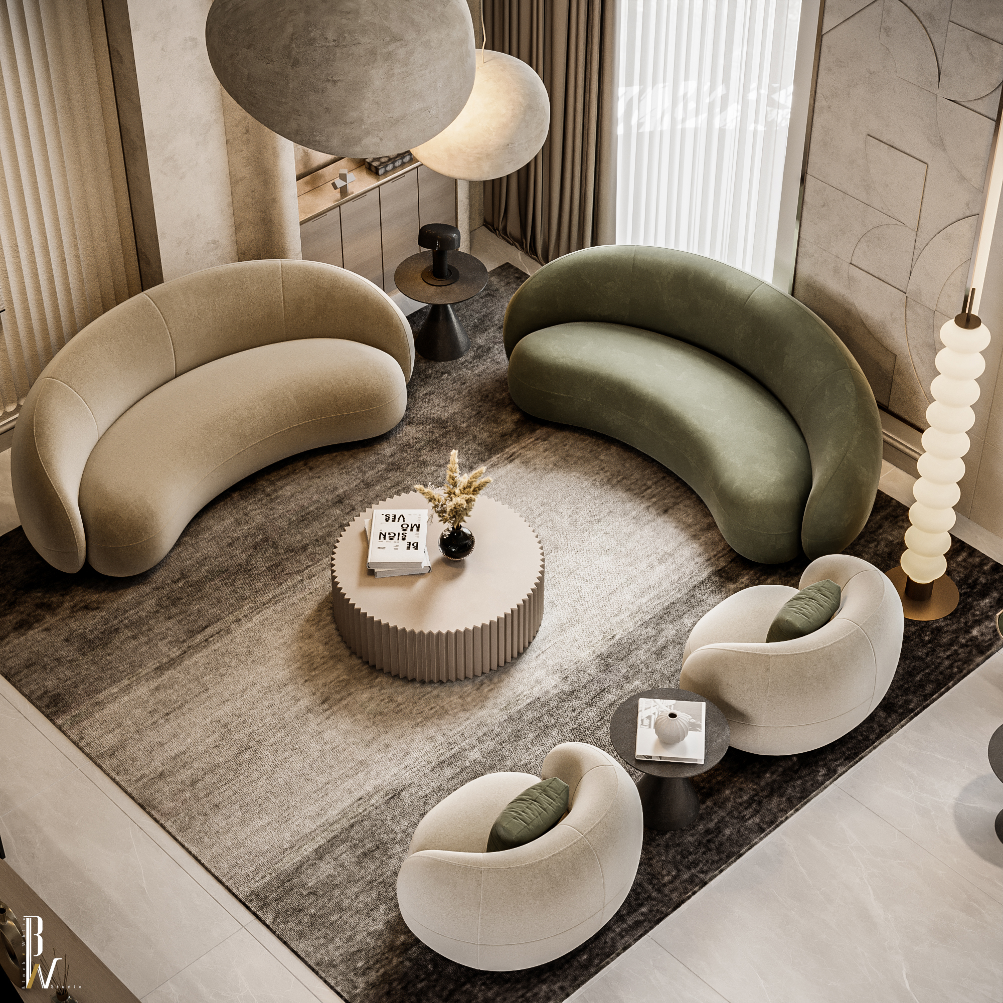 客厅设计丨Oman丨Black N White-22