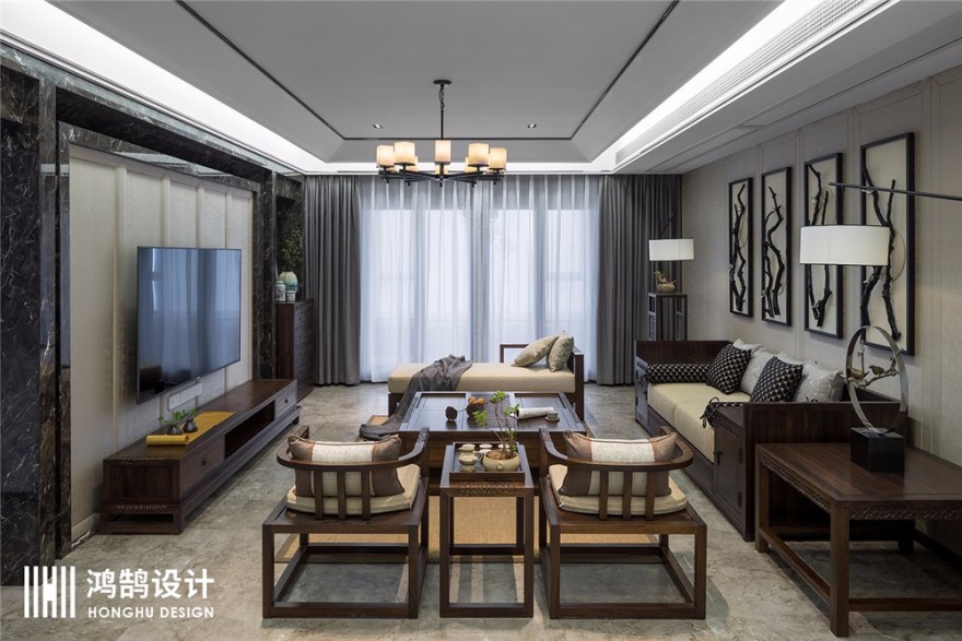 220m²新中式别墅——观•亭 鸿鹄设计-3