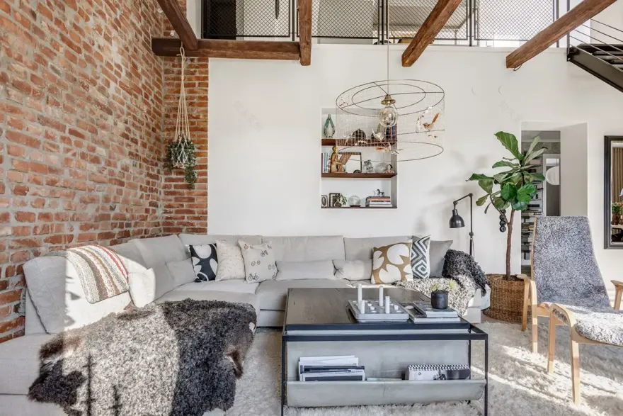 瑞典湖畔的砖墙公寓 | 宁静的斯堪的纳维亚风格-5