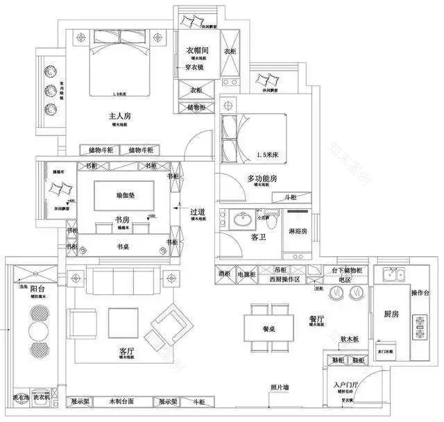 116㎡原木装修 | 主卫改衣帽间,书房装榻榻米-4