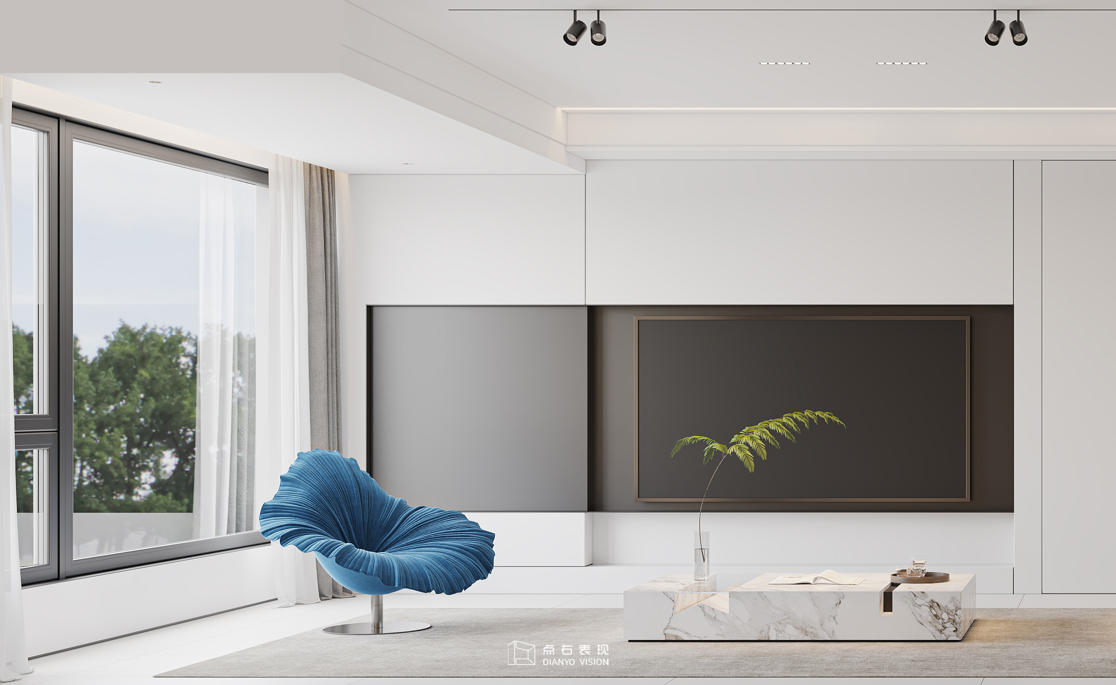 现代原木风格室内设计丨点右效果图表现-4