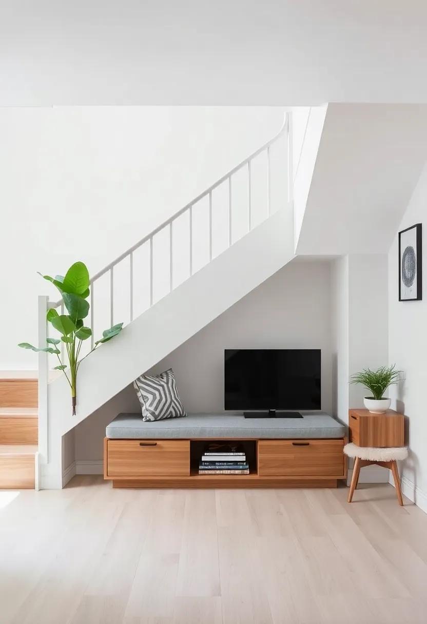 将楼梯下区域改造成带储物长凳的时尚客厅-41