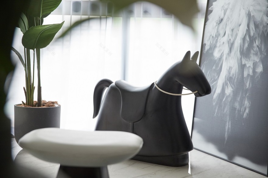 80㎡黑白设计样板间,简约即是美! 九度空间软装设计-14