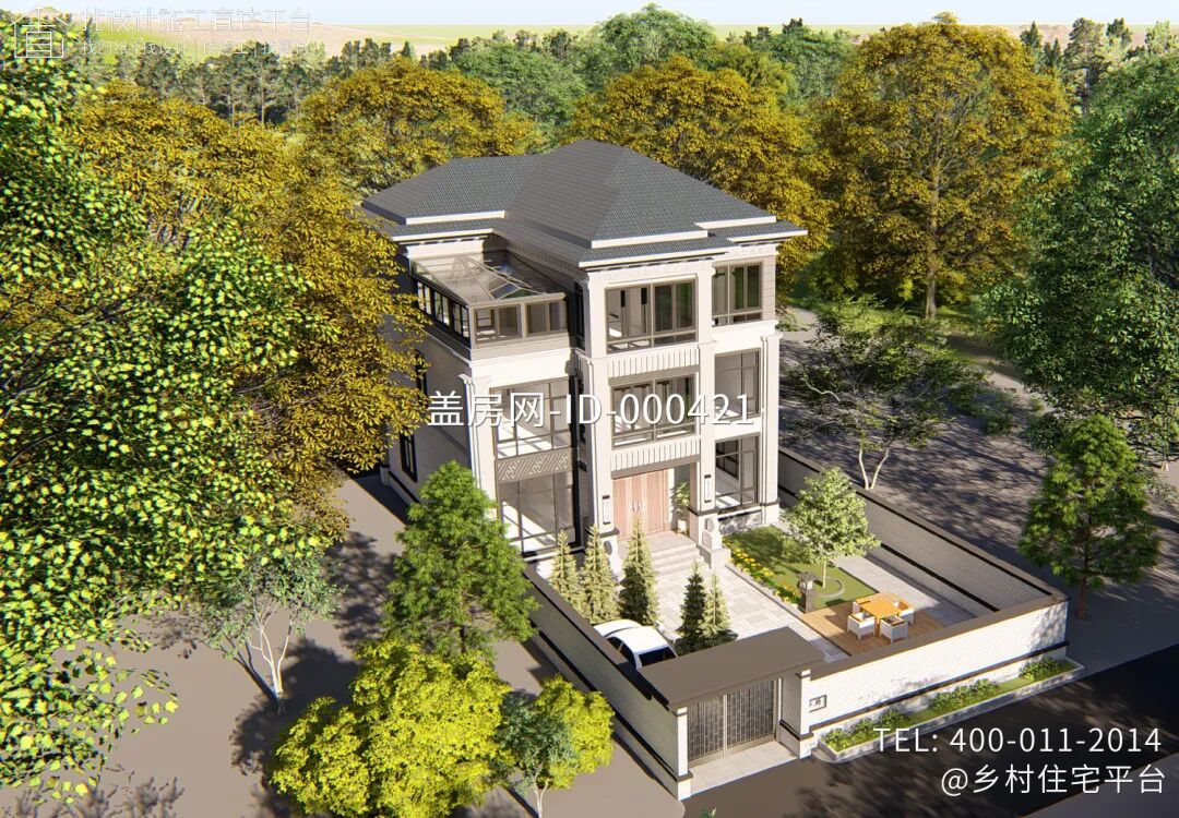 【设计师案例】土建参考造价69万，面宽11.3m×进深11.6m浙江杭州三层新中式别墅-34