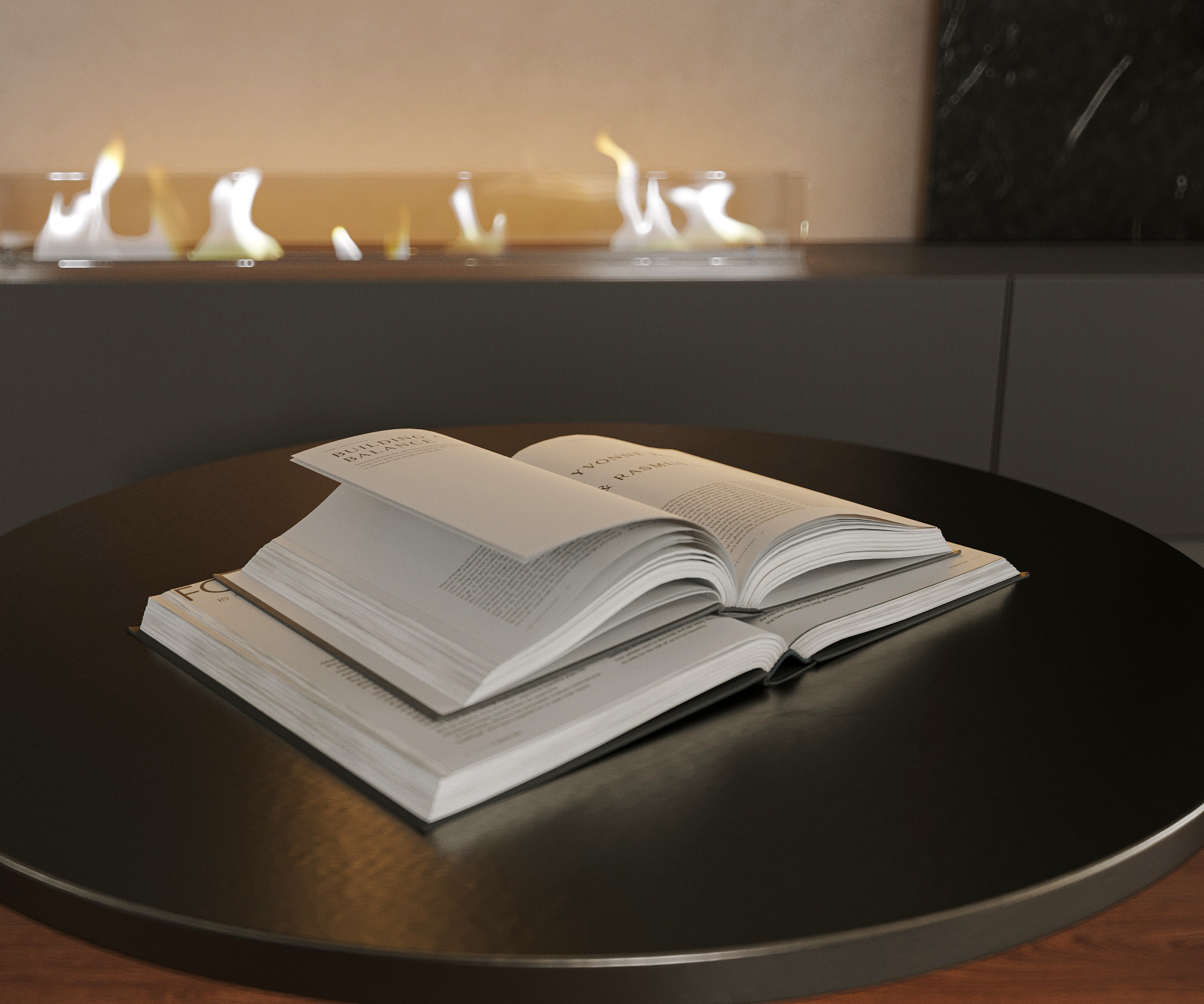 现代客厅带壁炉设计丨Polubelova Yuliya-1