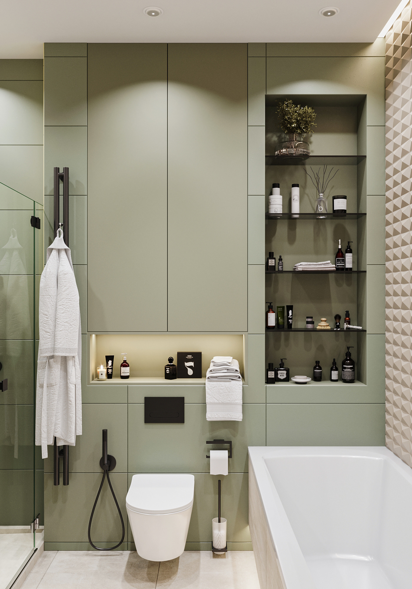 Green and beige 浴室设计-2