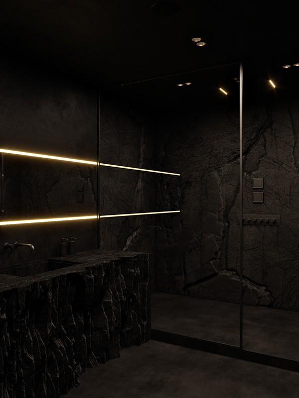 125㎡黑色系住宅设计 超酷！-17