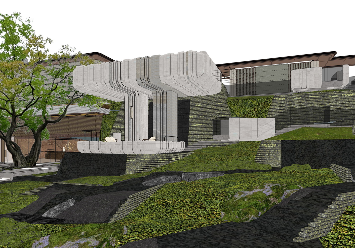 南京金茂府示范区下沉空间SU模型-2