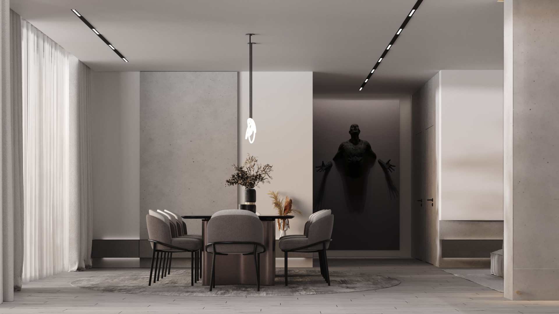 简约灰调子大空间设计-10