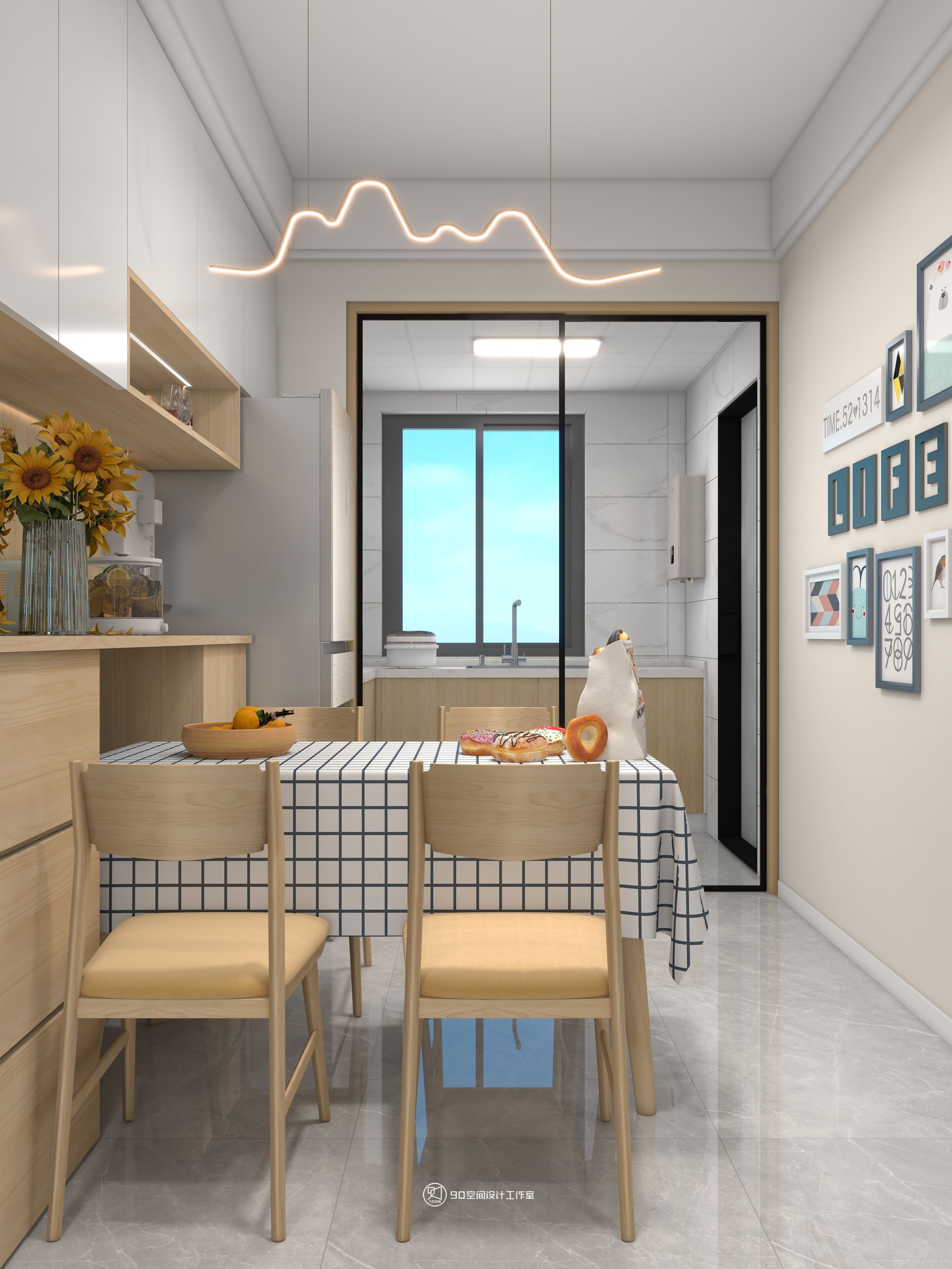 棉花糖奶油风格113 平方 3 室 2 厅 1 卫丨90 空间设计-14