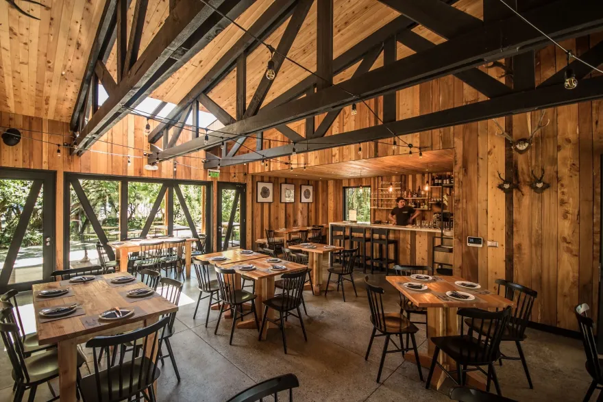 智利湖畔森林中的舒适用餐空间-41