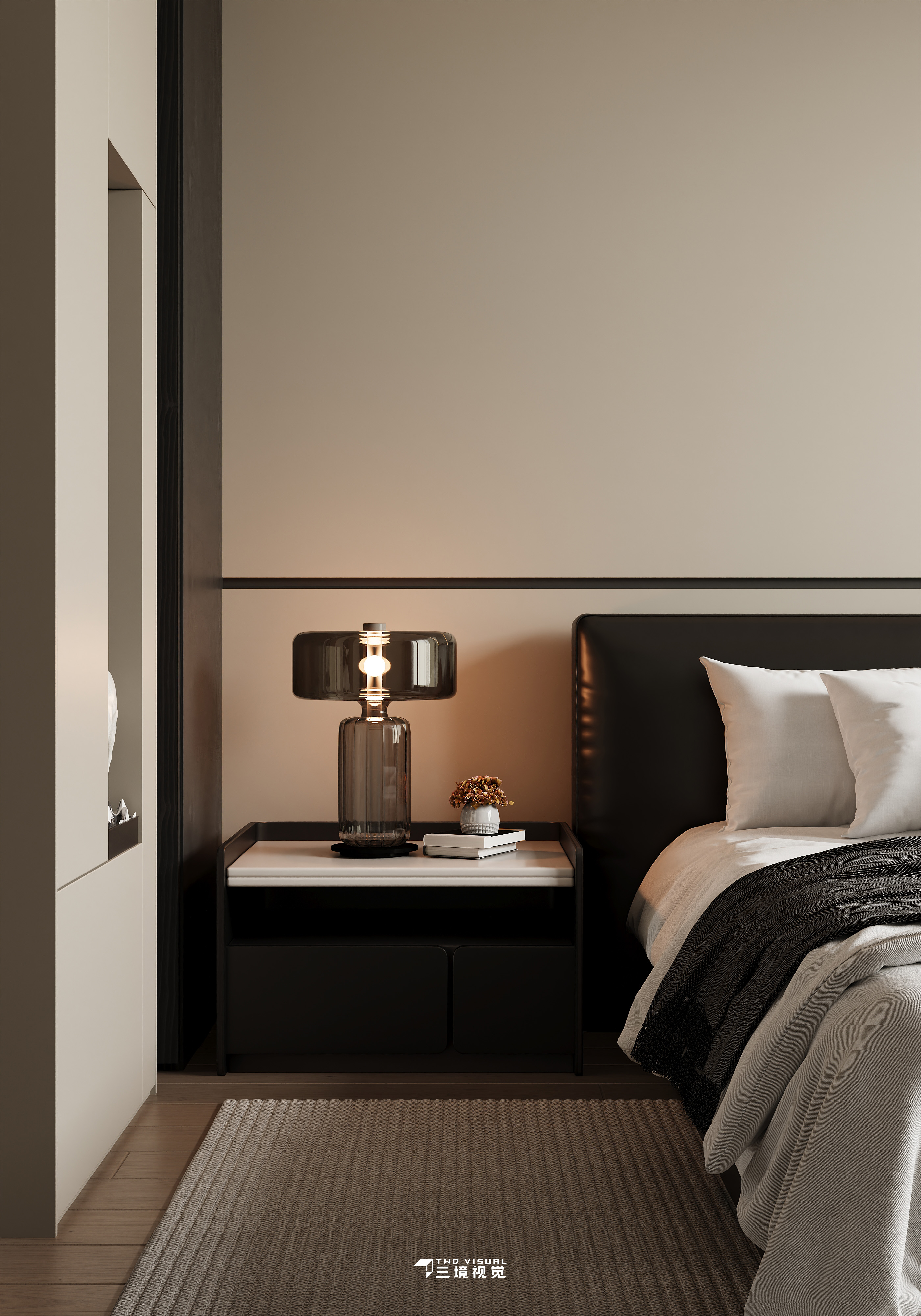 住宅-现代风客厅卧室设计-15