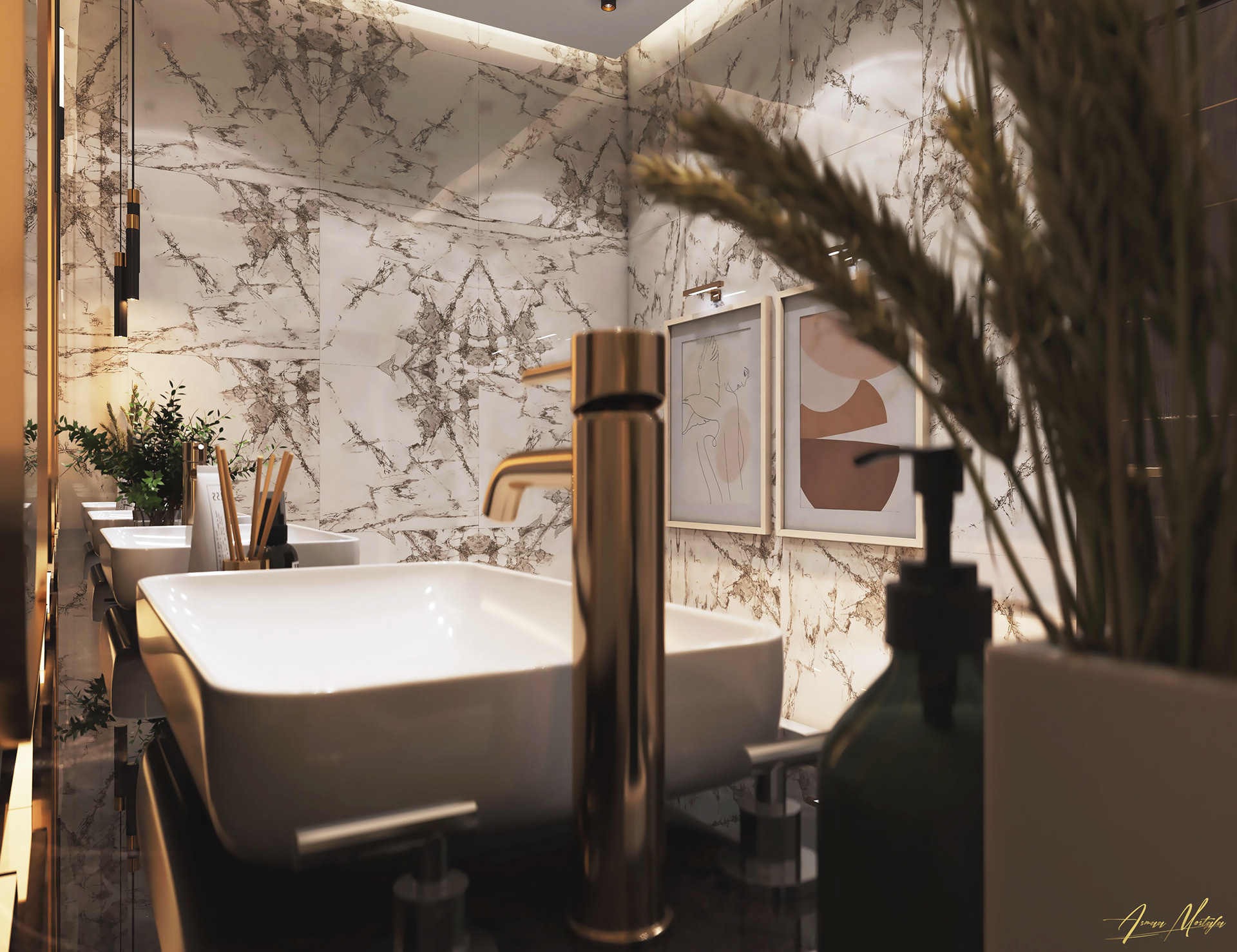 私人别墅卫生间及洗漱区设计丨卡塔尔多哈-8