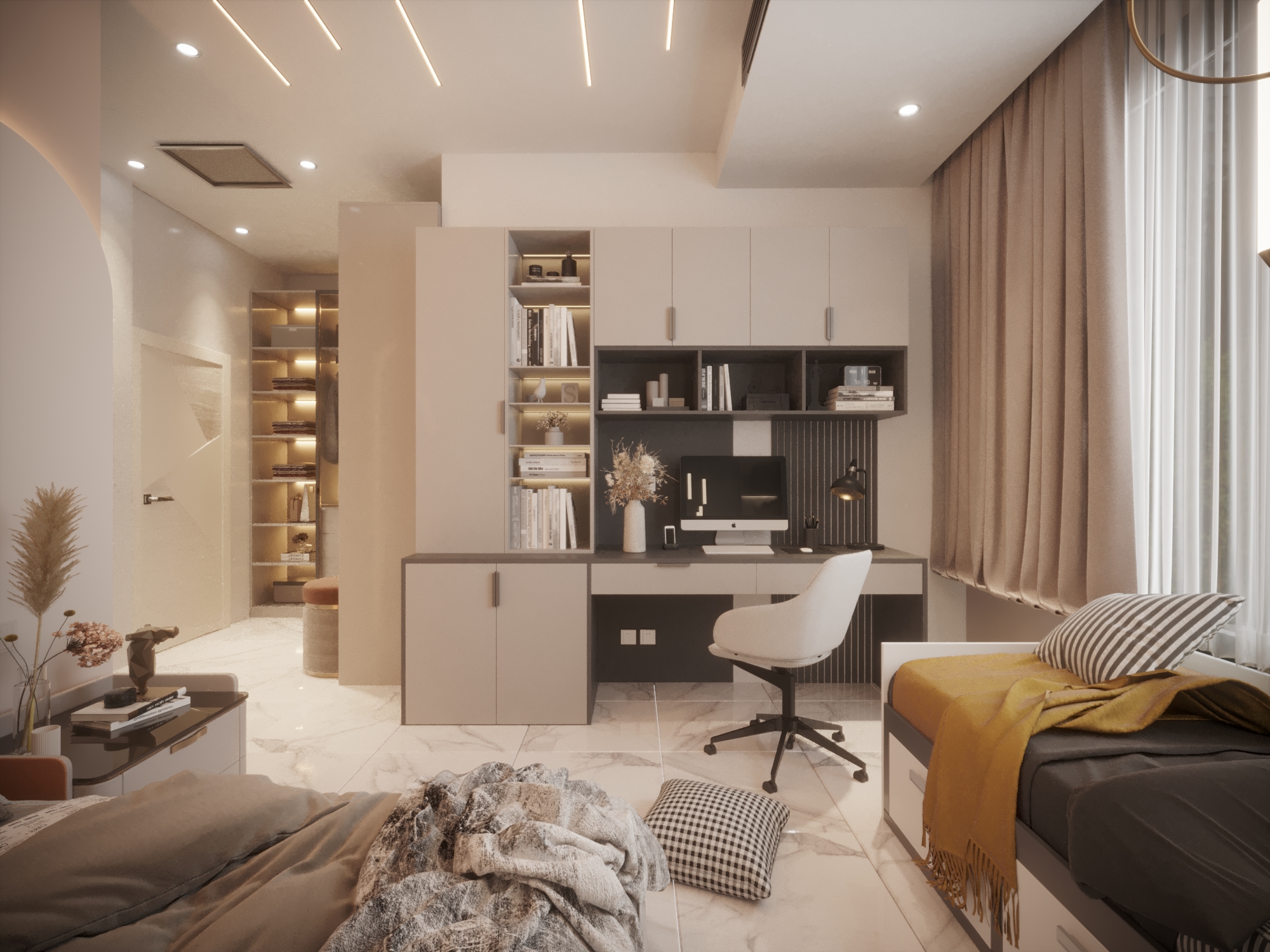 Girl Bed Room and Dressing and Bath Room Villa Modern-3