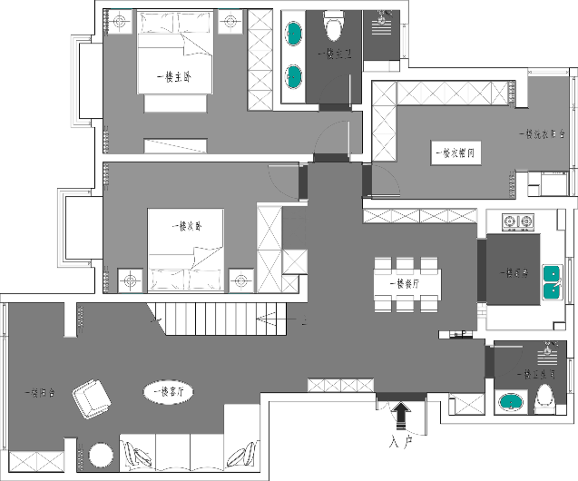 现代时尚之家 · 西安万家灯火复室住宅设计丨中国西安丨西安.大小空间设计-42