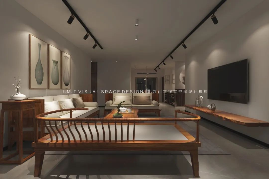 漓江郡府新中式设计,写意山水,禅意舒适-2