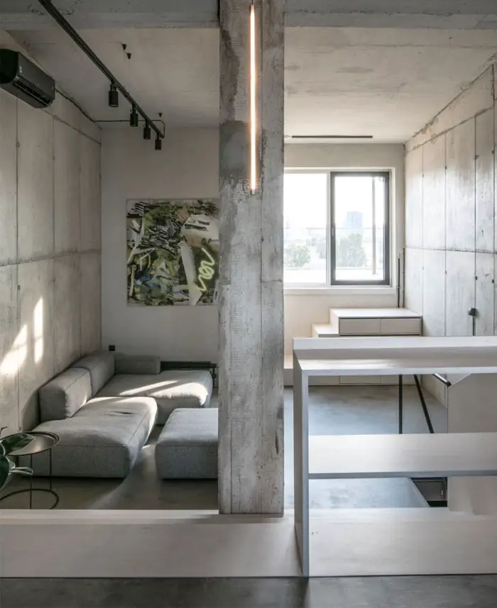 垂直 loft 工业风设计 | 混凝土、木头和金属的完美融合-5