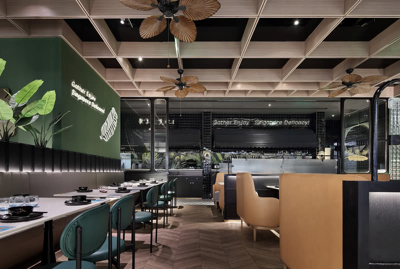 深圳商场餐厅设计「艺鼎新作·星美聚」跟随‘鱼尾狮’,游走新加坡风情餐厅!-26