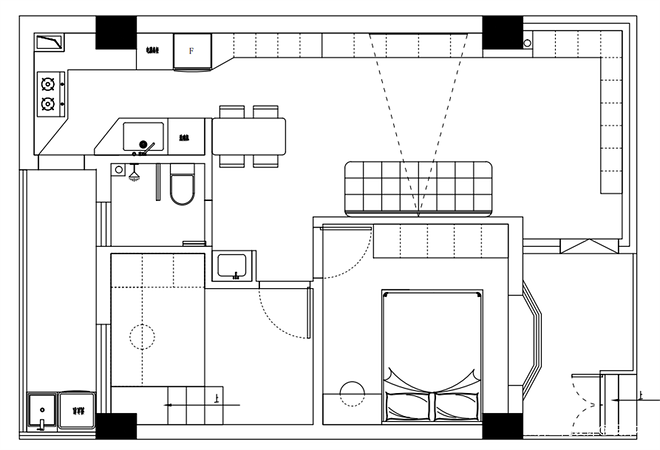 69㎡奶油原木风二居室装修案例-13
