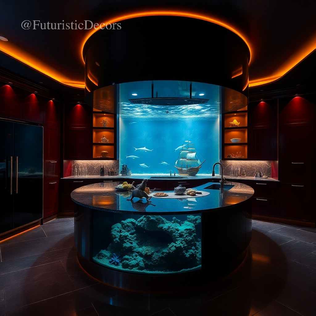 鲨鱼水族馆厨房岛设计丨FuturisticDecors-88