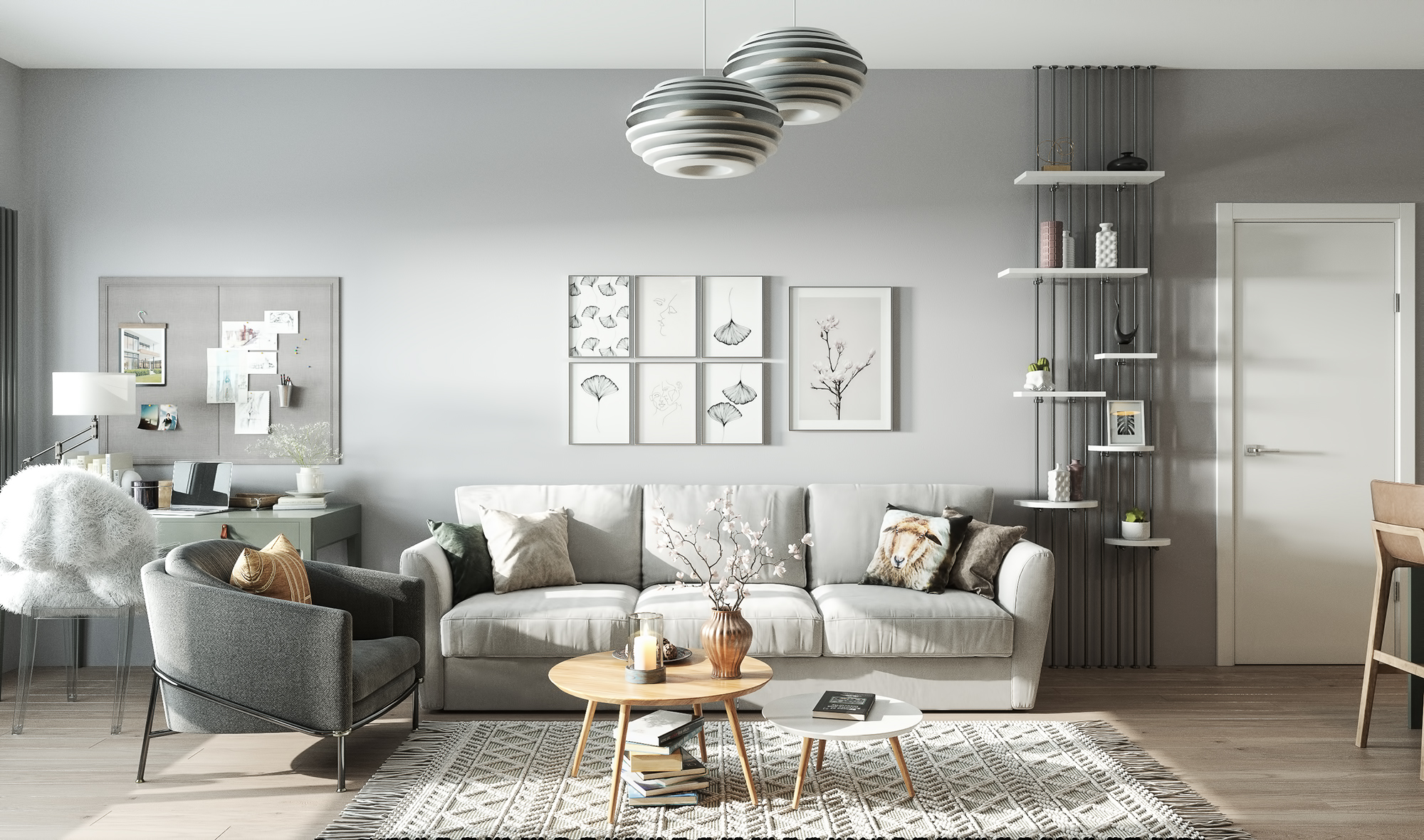 Living room and kitchen of a small apartment-3