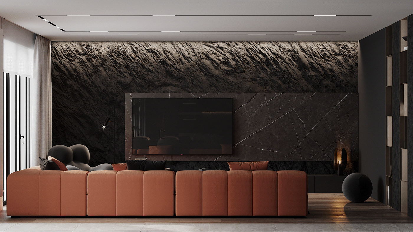 84㎡黑色与橙色 用时尚活力点燃激情夏日                     -1