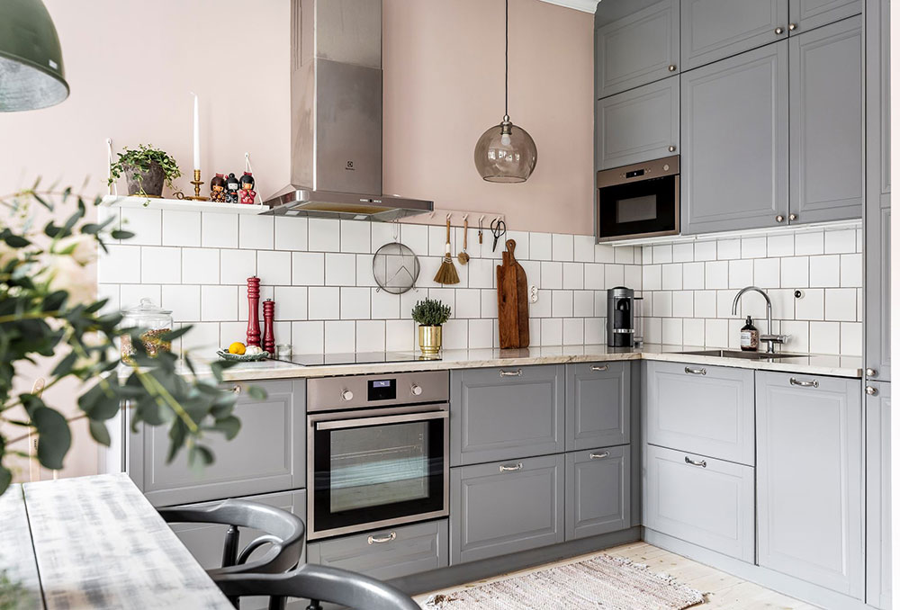 瑞典 60㎡粉色调公寓，复古橱柜增色不少-11