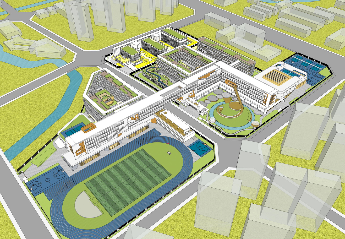 北仑区庐南九年一贯制学校SU模型-8