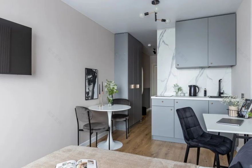 20㎡一字型公寓设计丨Ekaterina Shein-9