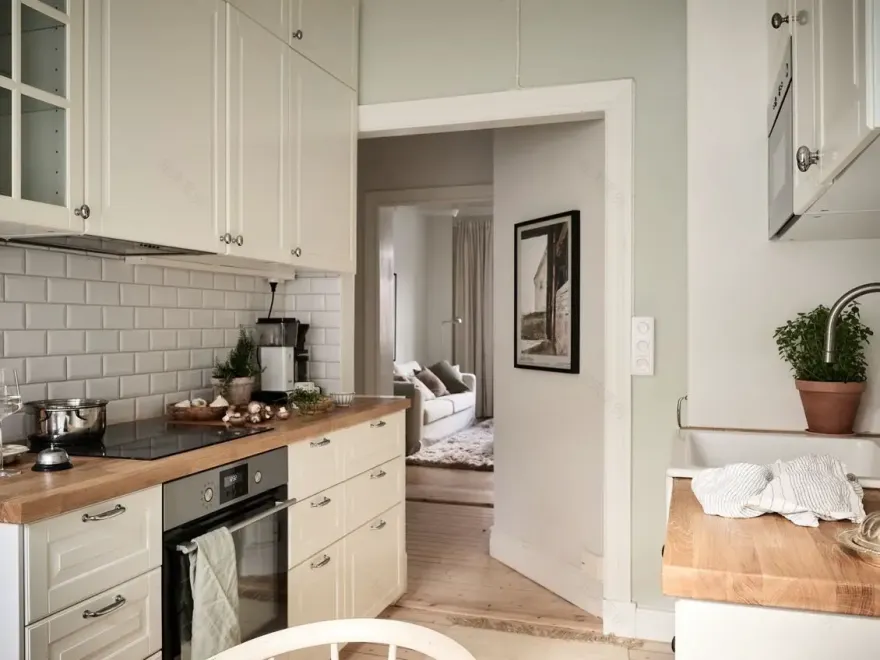 71m2 瑞典复古公寓,柔和色调展现独特美感-6