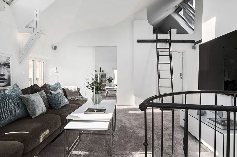 瑞典黑白双层公寓设计-17
