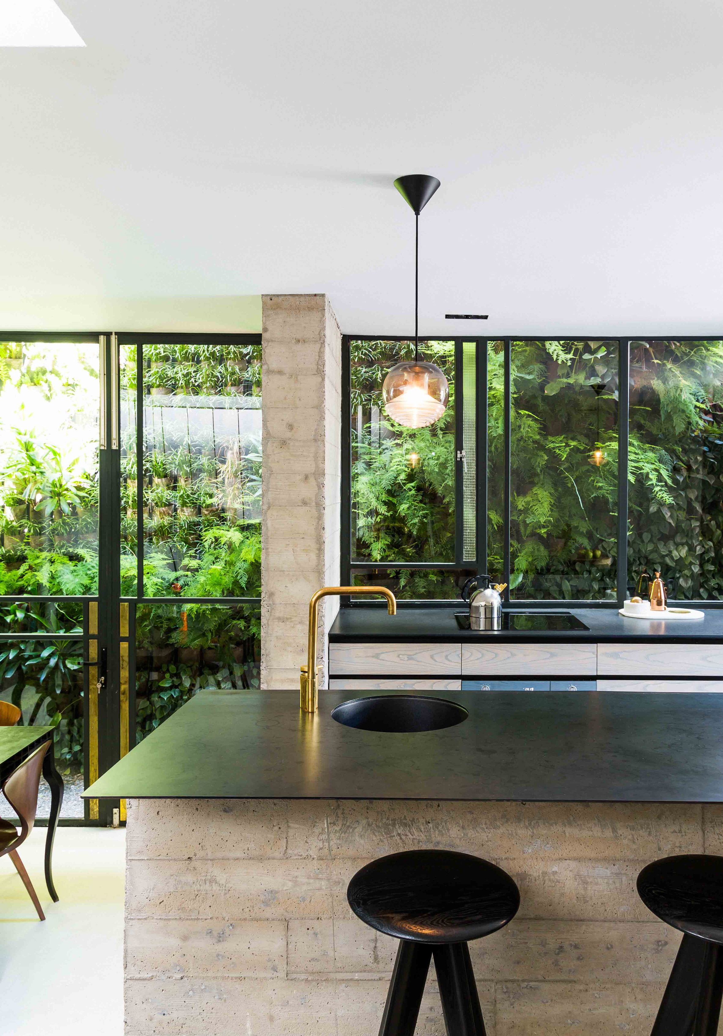 Rooftop pool and vertical garden feature in Fold Architects' pink Cape Town house-20