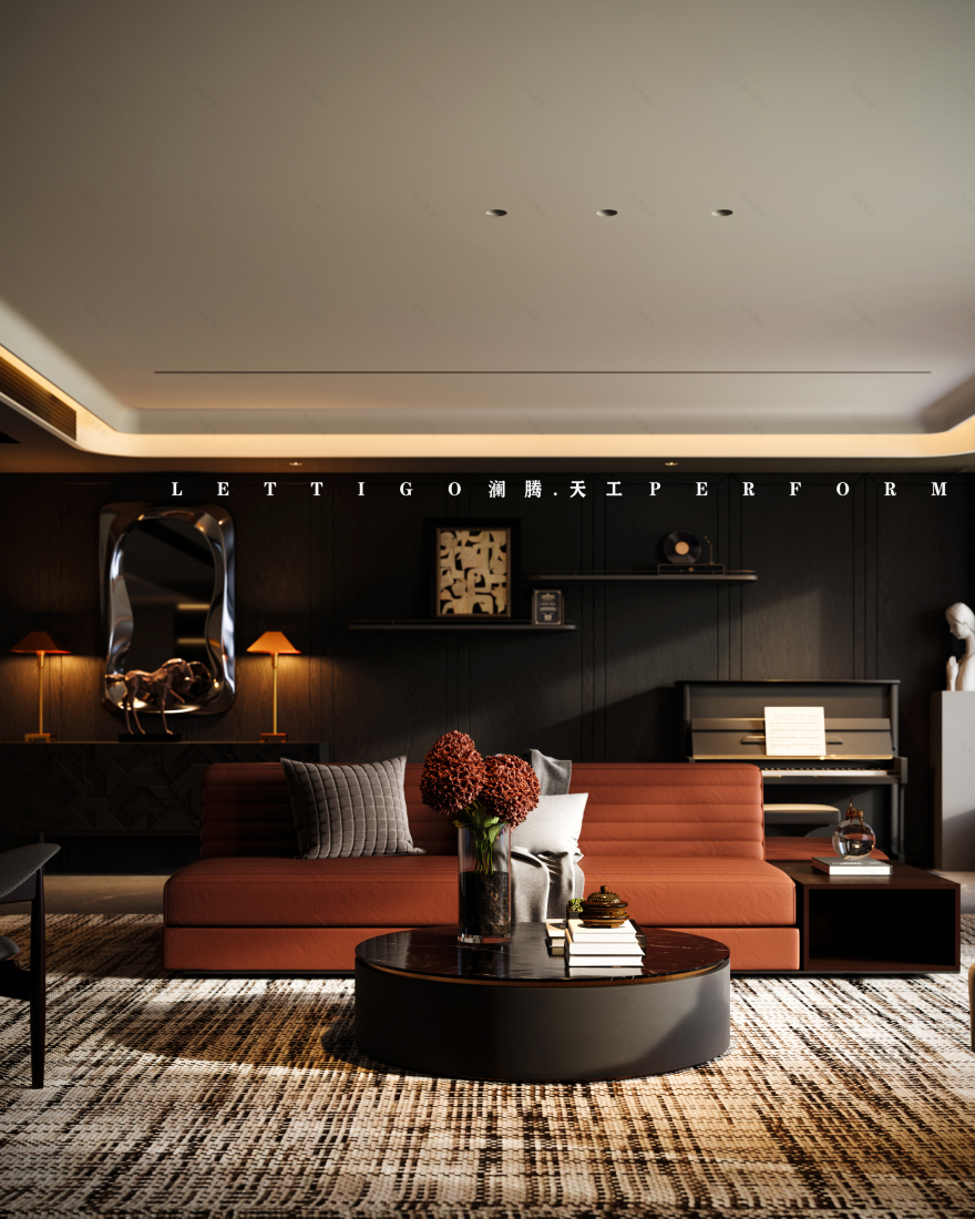 氛围感拉满的现代样板间-12