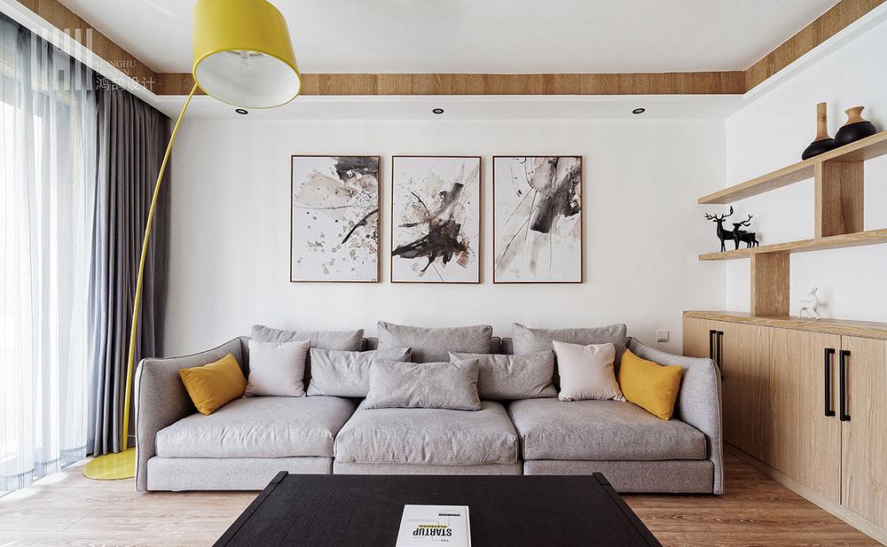 鸿鹄设计上海原木北欧风平层-3