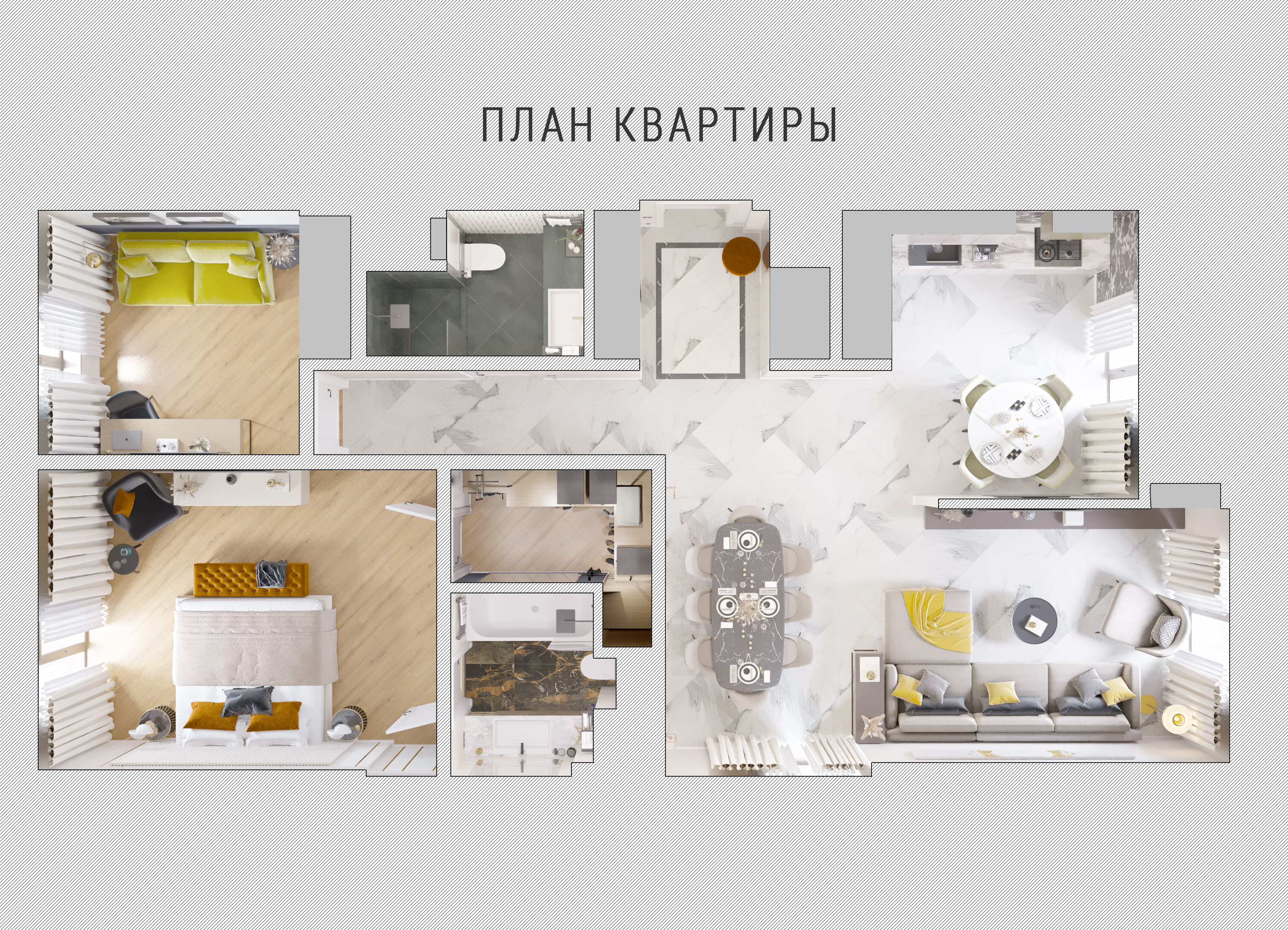 Design project of an apartment 100m2 complex Boulevard-39