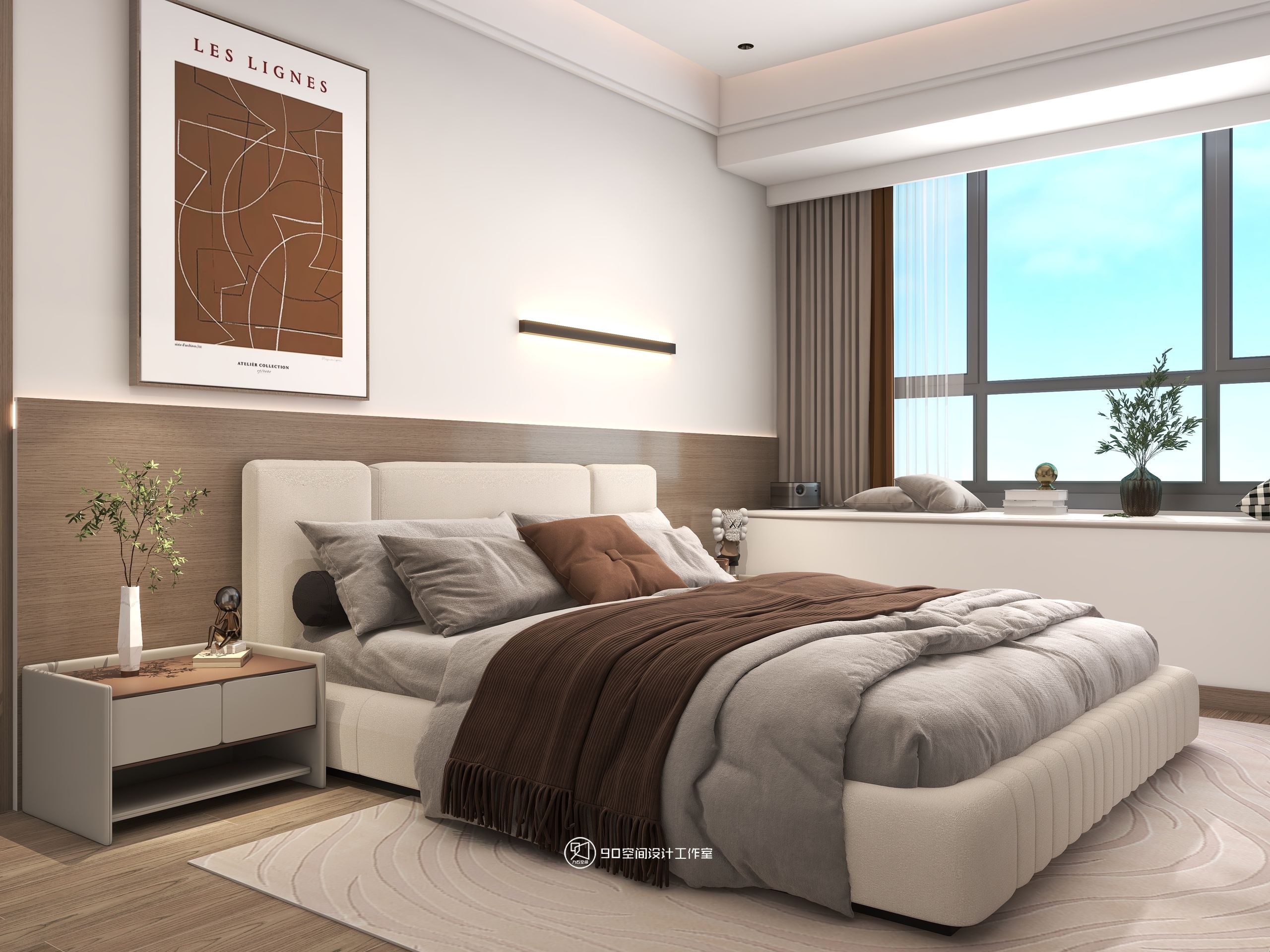 蒲公英现代风格住宅设计丨90 空间设计-23