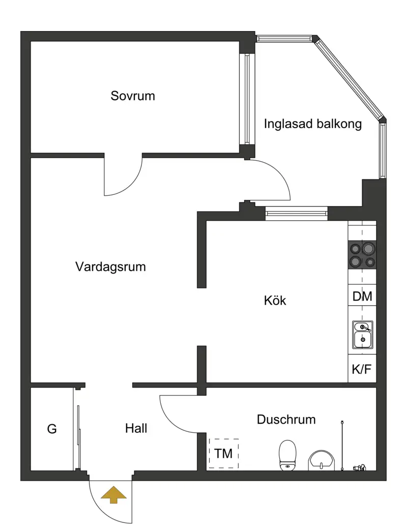 瑞典现代风格小公寓的玻璃隔墙设计-11